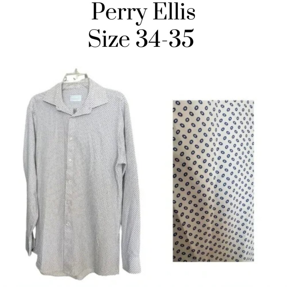 EUC Perry Ellis Portfolio mens long sleeve button down slim fit The Tech Shirt